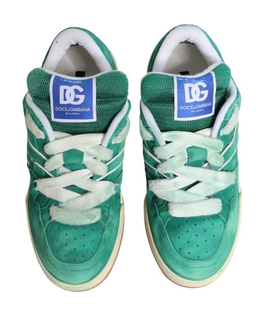 Dolce & Gabbana Green Suede New Roma Low Top Sneakers Shoes Leather (Suede) for men