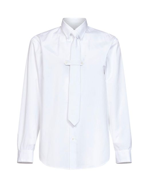 Dries Van Noten White Cotton Poplin Cilian Shirt With Tie for men