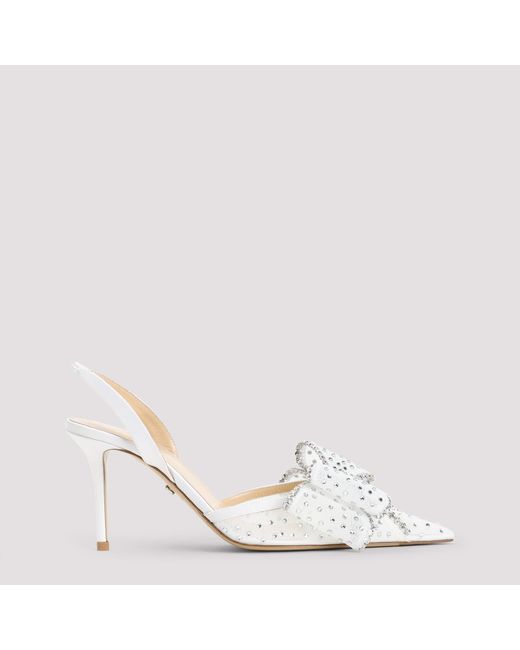 Mach &amp; Mach White Le Cadeau Mesh Strass Pumps