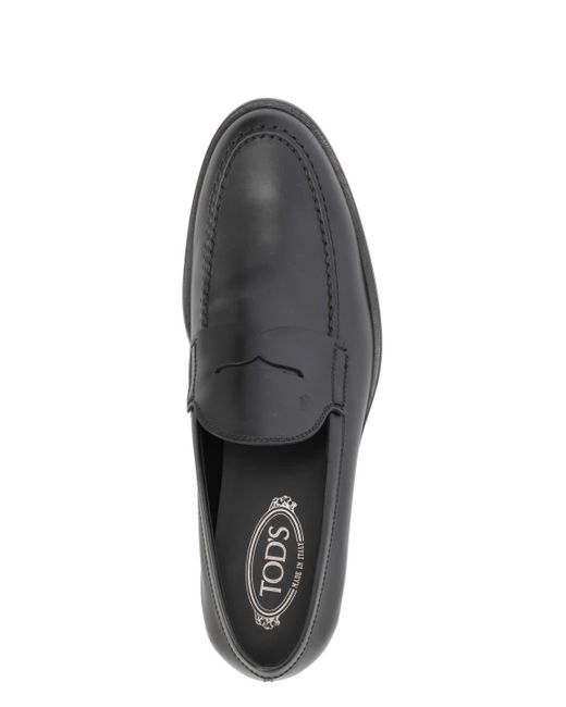Tod's Black Smooth Leather Loafers for men
