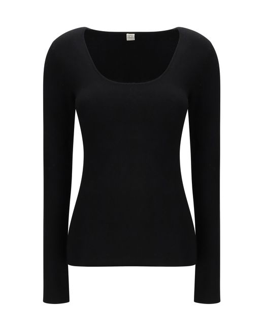 Totême Black Compact Sweater Wool