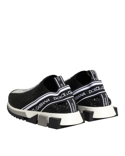 Dolce & Gabbana Black Sorrento Sneakers With Fusible Crystals