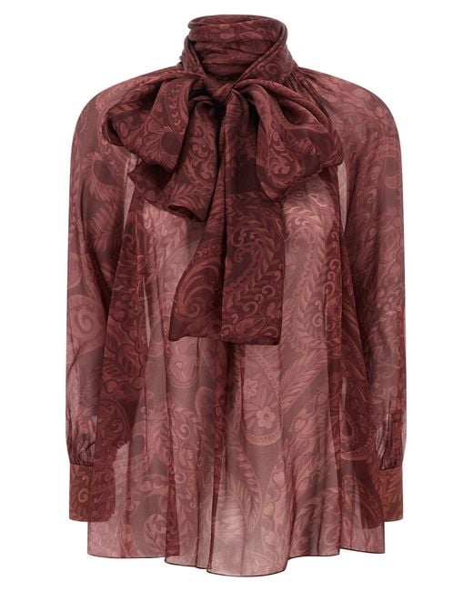 Etro Purple Bow Blouse