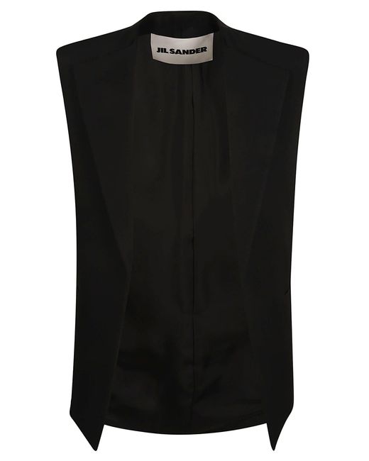 Jil Sander Black V-neck Tailored Vest for men
