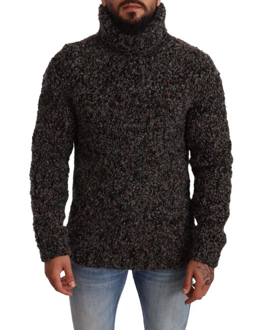 Dolce & Gabbana Black Wool Blend Turtleneck Pullover Sweater Clothing for men