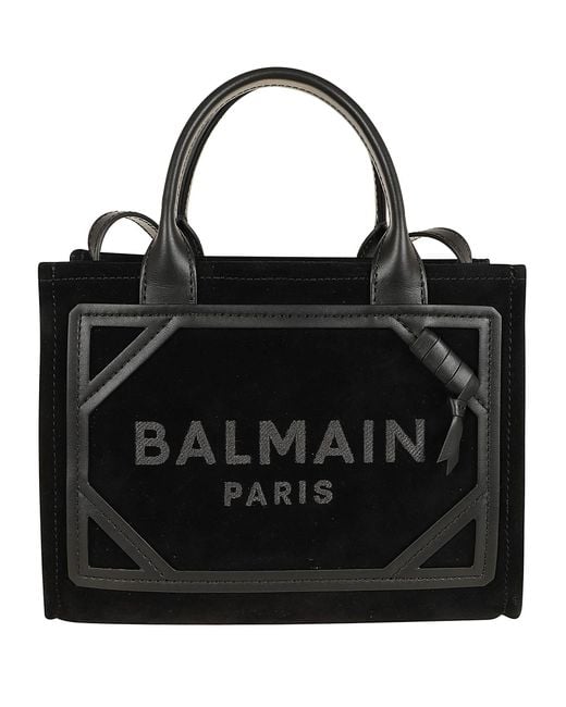 Balmain Black B-Army Shopper Small-Suede Leather&Logo