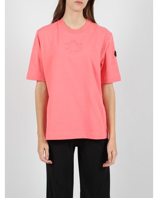 Moncler Pink Embossed Logo T-Shirt