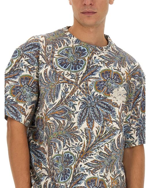 Etro Gray Floral Print T-Shirt for men