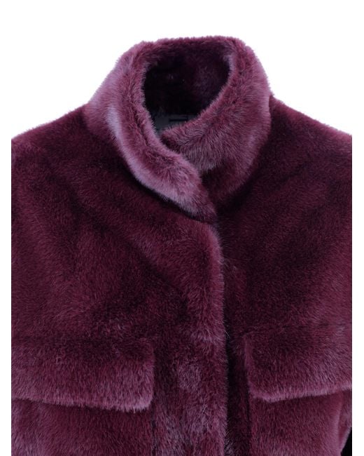 VALENTINI 1972 Purple Faux Fur Jacket With High Collar