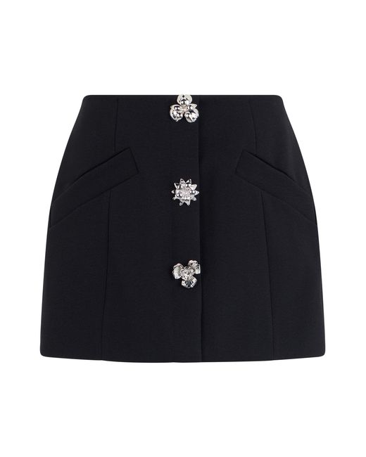 Blumarine Black Short Skirt With Decorative Buttons Polyester