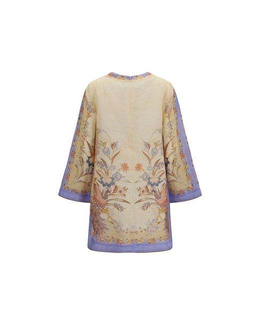 Zimmermann Natural Multicolor Linen Casual Dress