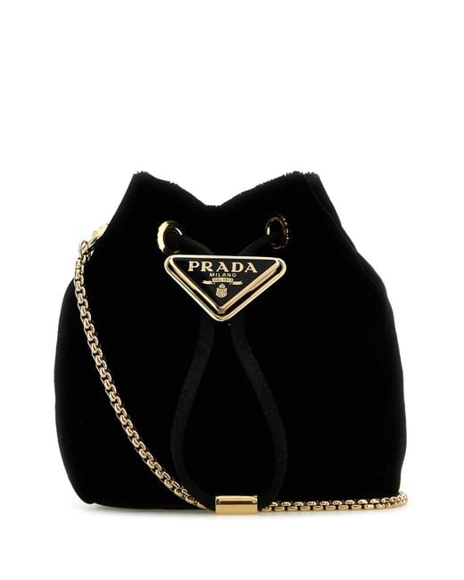 Prada Velvet Bucket Bag in Black Lyst UK