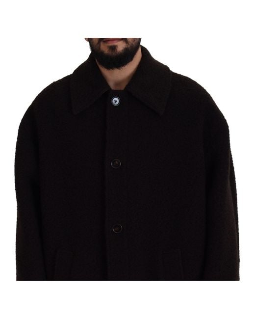 Dolce & Gabbana Black Alpaca Button Down Trench Coat Jacket Clothing for men