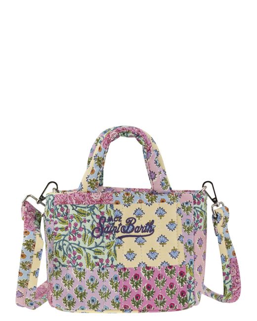Mc2 Saint Barth Multicolor Soft Tote Mini Quilted Bag With Flowers