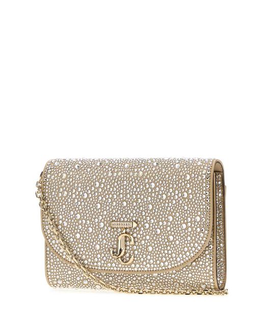 Jimmy Choo Gray Embellished Fabric Avn Clutch