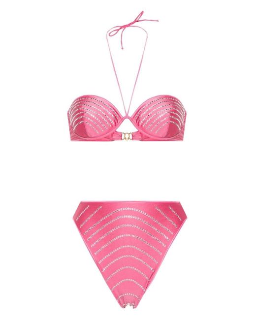 Oseree Pink Flamingo Gem Balconette Bikini