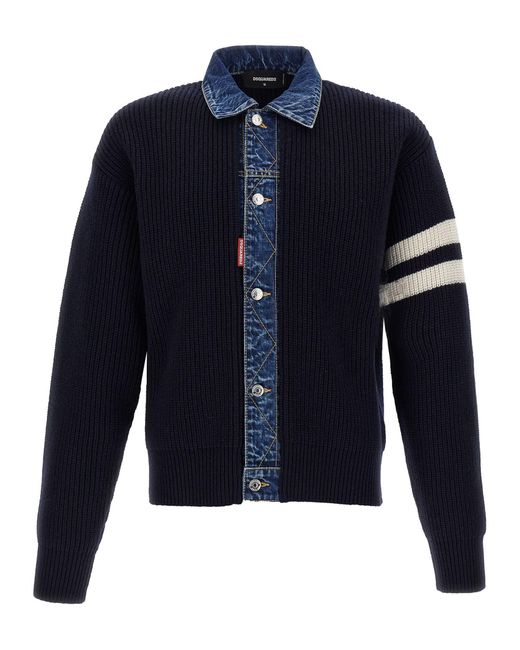 DSquared² Blue Denim Mix' Cardigan for men