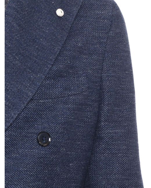L.b.m. 1911 Blue Double-Breasted Blazer for men