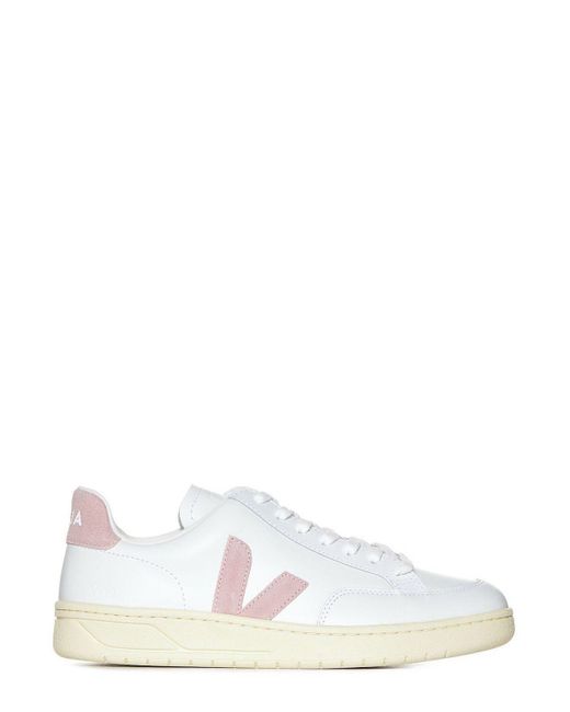Veja White V-12 Lace-up Sneakers