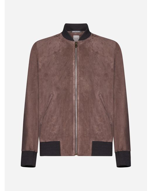 Paul Smith Brown Suede Bomber Jacket for men