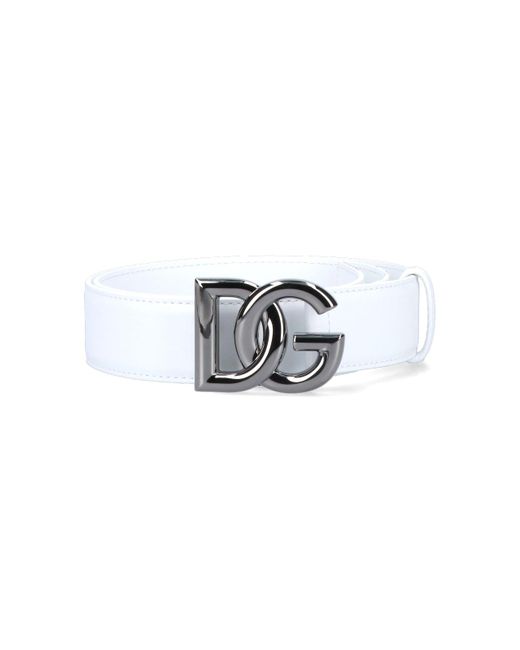 Dolce & Gabbana White 'dg' Logo Belt for men