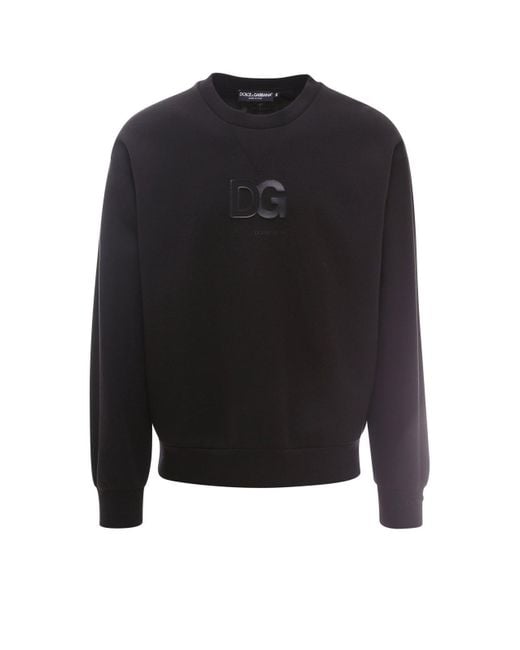 Dolce & Gabbana Black Dg Logo Patch Sweatshirt for men