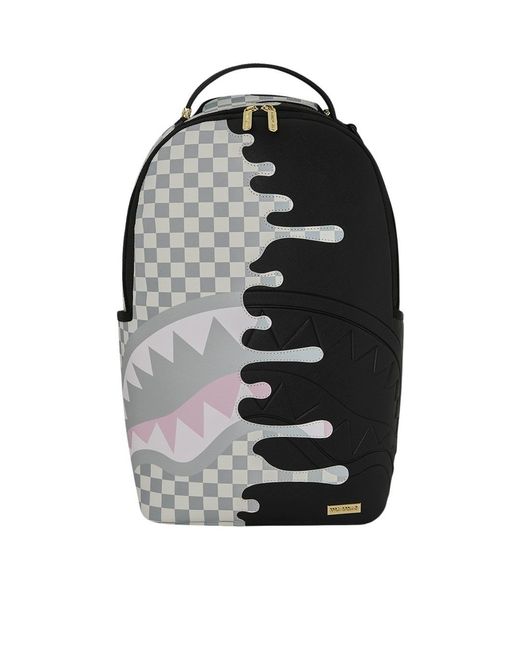 Sprayground Black Cream Check Side Drip Backpack Polyvinyl Chloride Bag for men