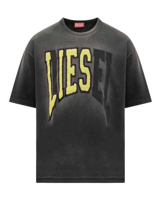 DIESEL Black T-Shirt With Shaded Effect And Logo