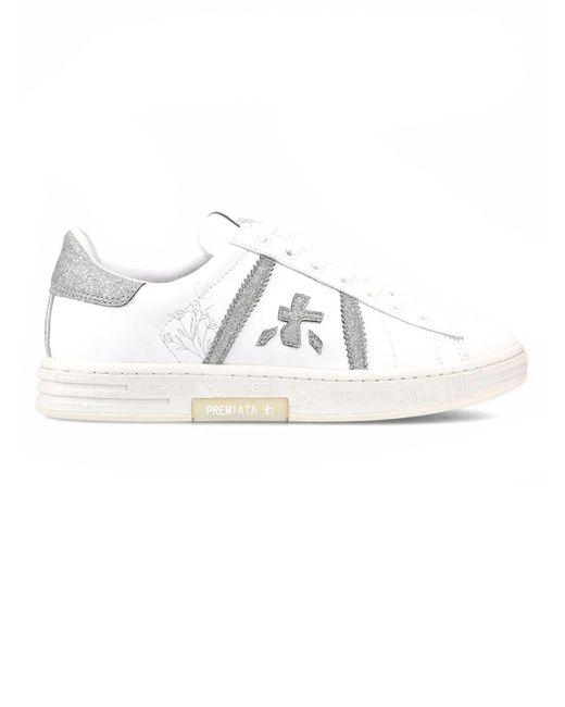Premiata White Calf Leather Russell Sneakers