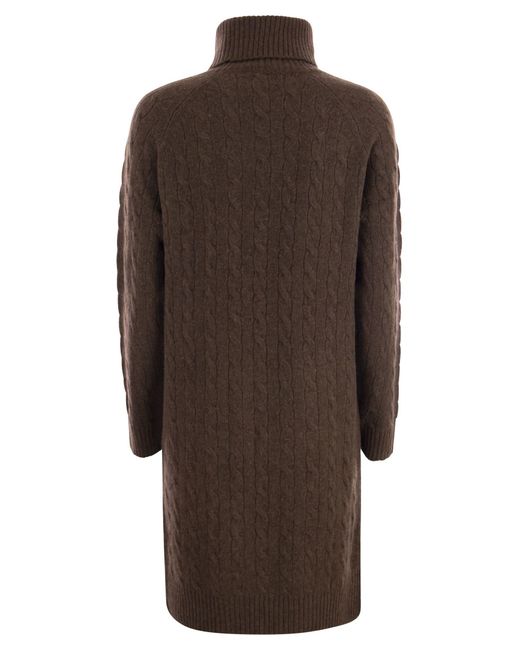 Polo Ralph Lauren Brown Wool And Cashmere Turtleneck Dress
