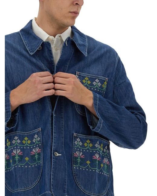 YMC Blue Jacket With Embroidery for men