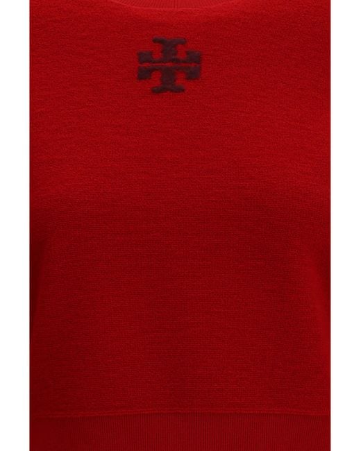 Tory Burch Red Wool Sweater Wool; Polyester