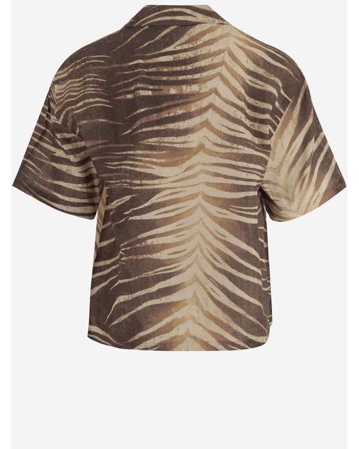 Just Cavalli Multicolor Shirt Linen-Cotton Tropical Print for men