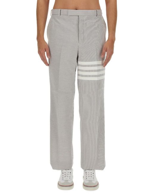 Thom Browne Gray Striped Pants for men