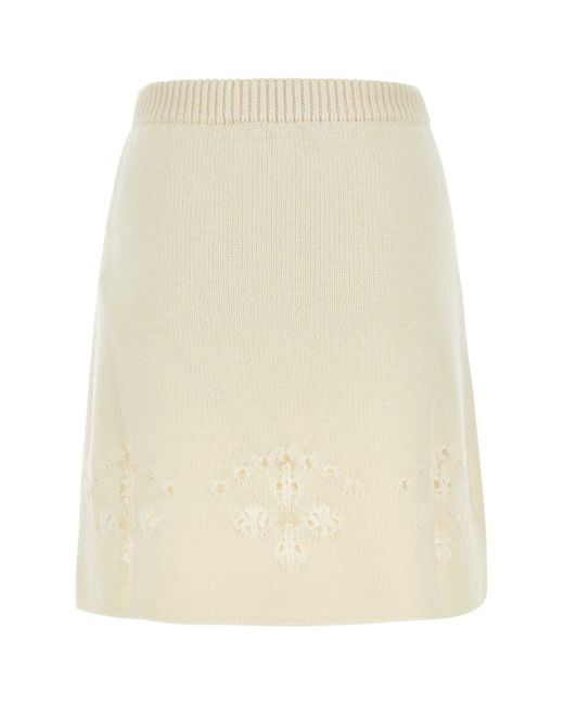 Chloé Natural Ivory Wool Skirt