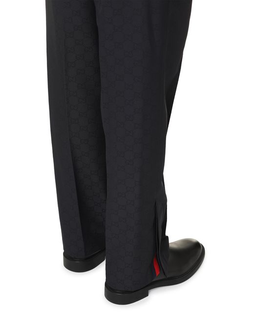 Gucci Blue Jacquard Motif Trousers Cotton for men