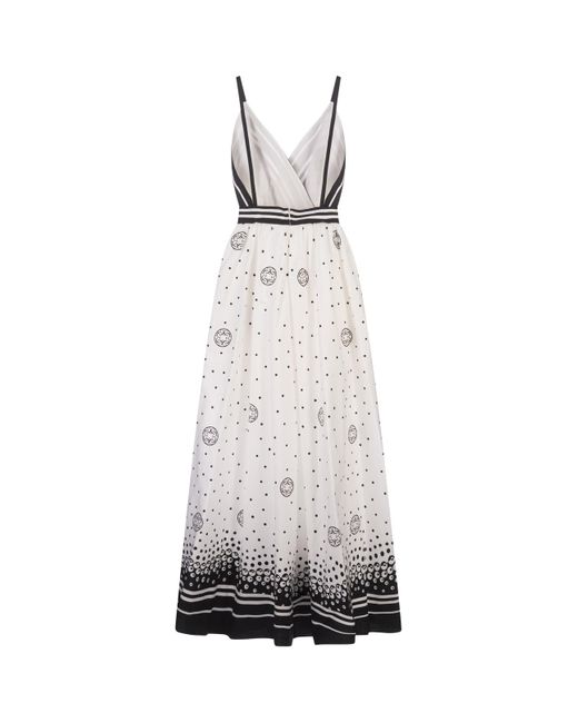 Elie Saab White Moon Printed Cotton Dress