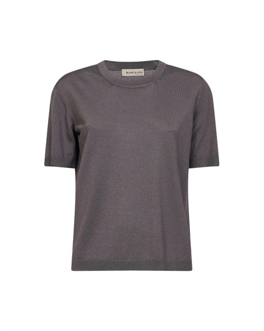 Blanca Vita Gray Viscose Blend Crewneck Sweater<Br