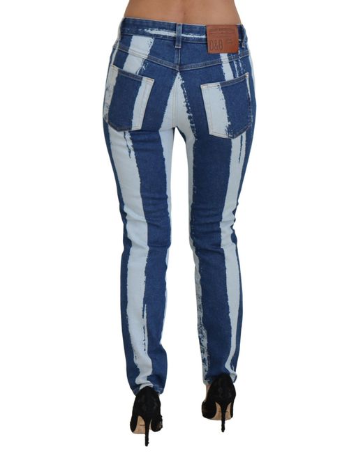 Dolce & Gabbana Blue Sleek Striped Sli Fit Italian Jeans