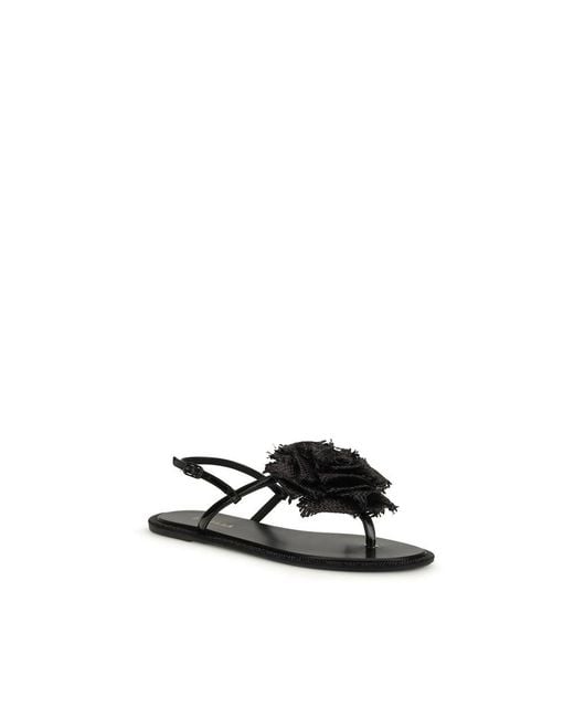 Le Silla Black Calf Leather Bos Taurus Flat Sandals