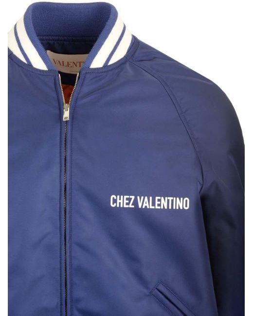 Valentino Blue Jacket With Chez Print for men