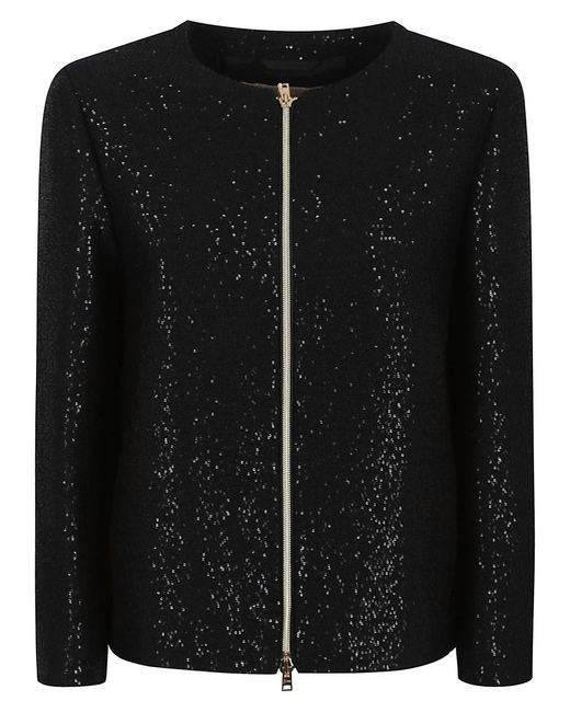 Herno Black Contemporary Short Jacket With Two-Way Zip Closure