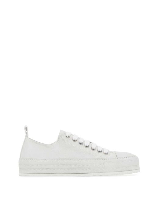 Ann Demeulemeester White Embellished Leather Sneakers