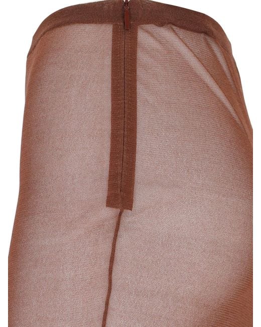 Saint Laurent Brown Silk-Blend Ruched Skirt