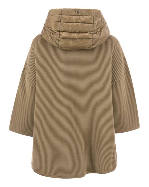 Herno Natural Hooded Jacket In Knit And Nylon