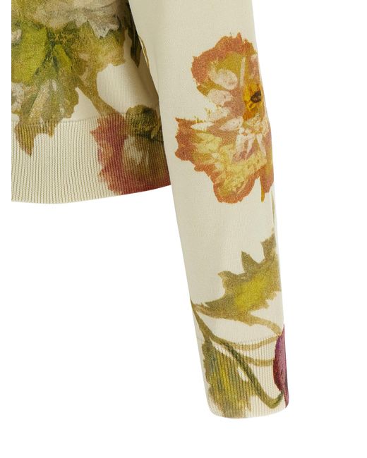 Carolina Herrera Green Floral Print Cardigan Sweaters And Cardigans