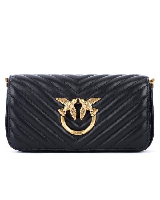 Pinko Mini Love Bag Click Baguette In Black Quilted Leather Lyst UK