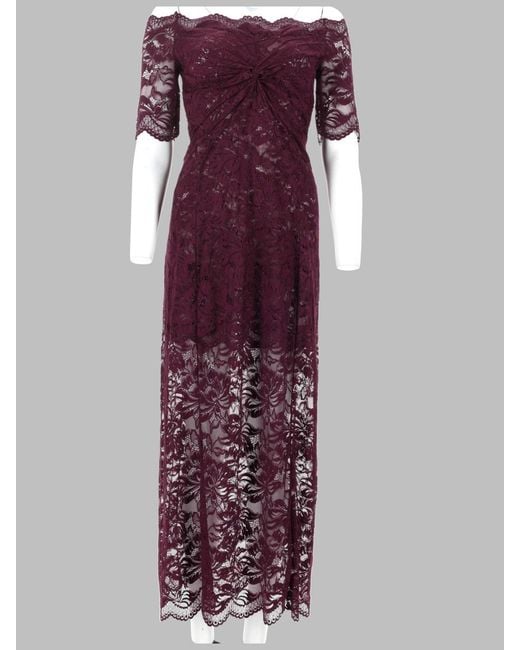 Rabanne Purple Layered Lace Midi Dress Polyamide