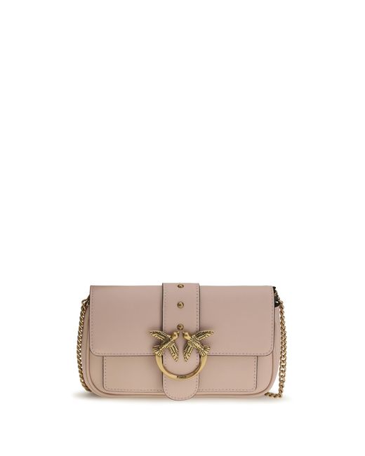 Pinko Pink Love One Shoulder Bag Calf Leather Bos Taurus
