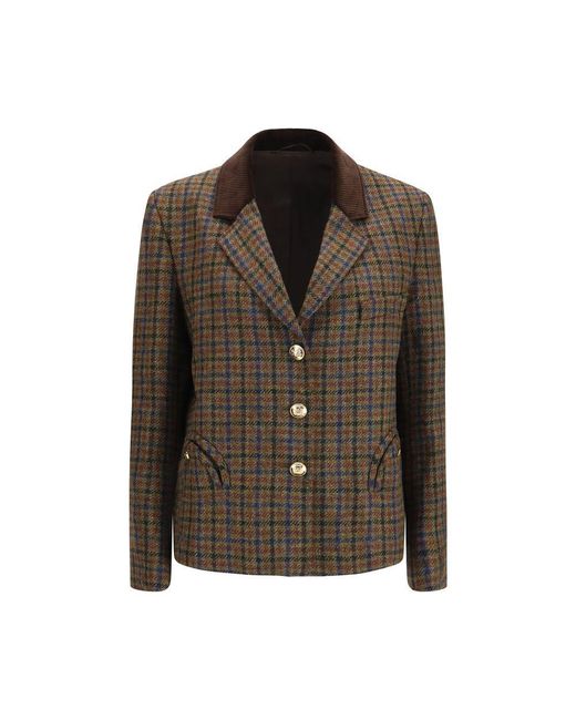 Blazé Milano Brown Multicolor Wool Oves Aries Blazer